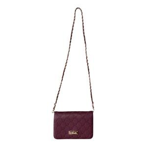 Guess Embossed Burgundy Crossbody Bag with Gold Chain